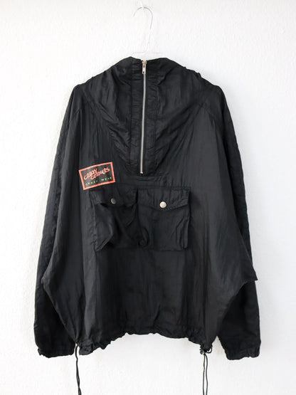 Vintage 80er 90er CRAZY COLOURS Windbreaker Jacke Überziehjacke Stehkragen schwarz Backprint M