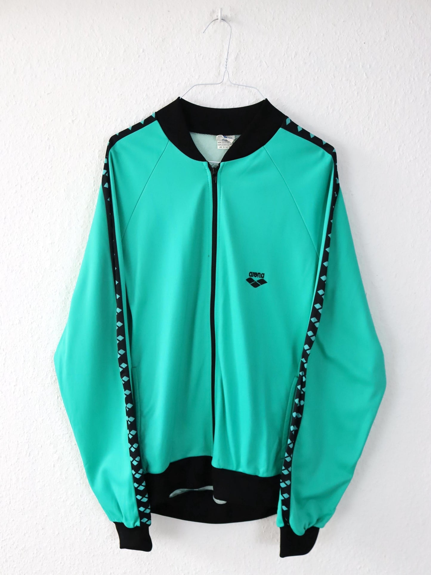 Vintage 80er 90er ARENA Trainingsjacke Jacke türkis schwarz 180 M