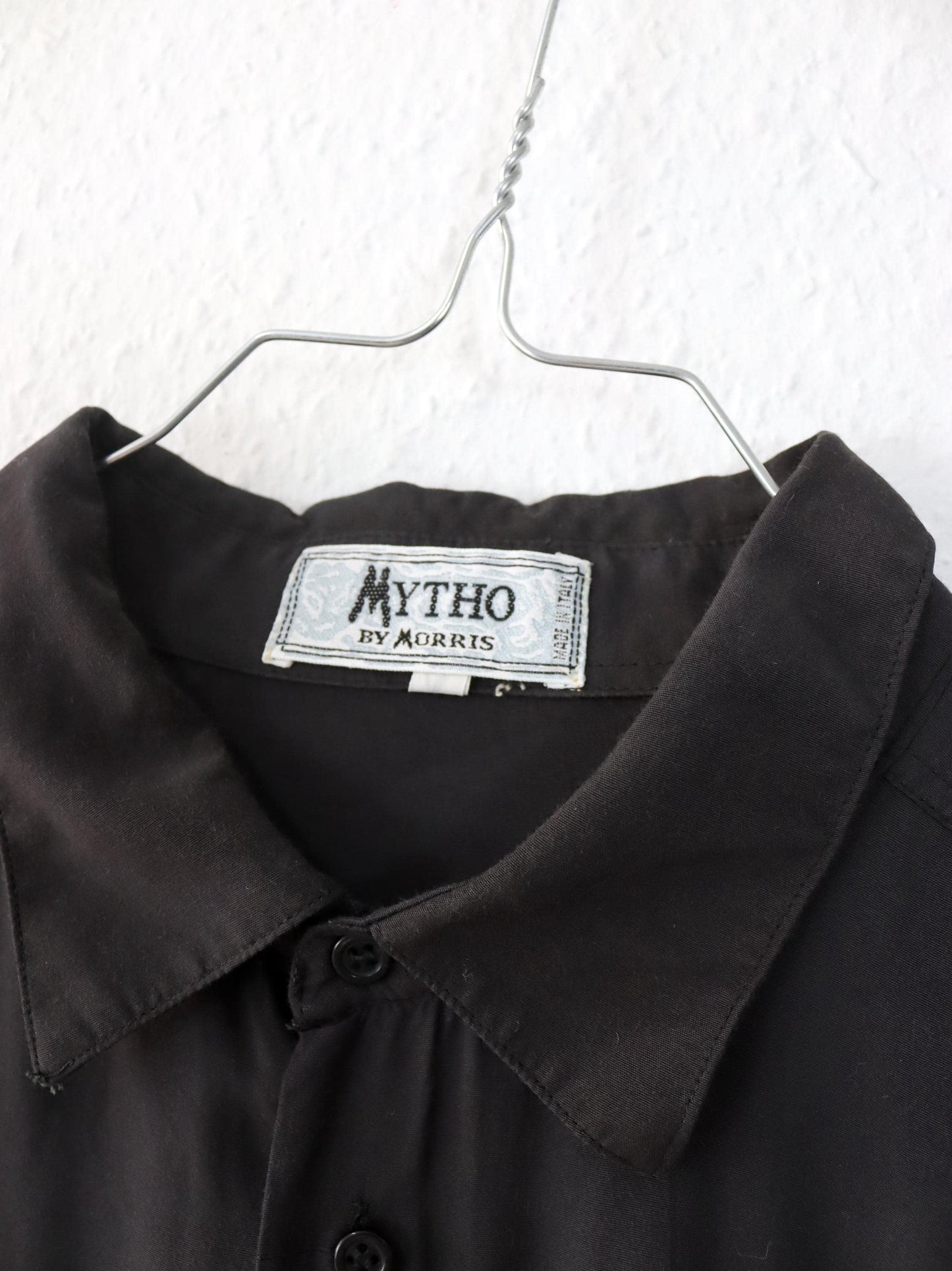 Vintage 80er 90er MYTHO Hemd langarm Print schwarz Viskose XL