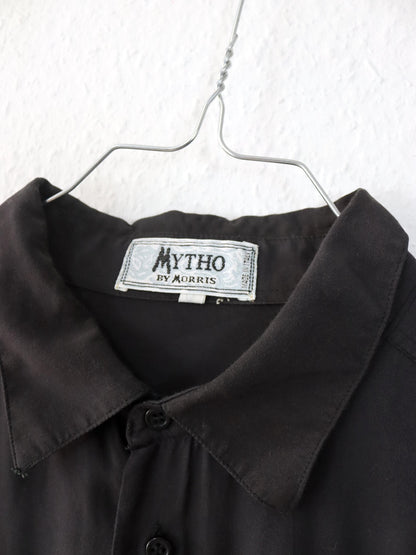 Vintage 80er 90er MYTHO Hemd langarm Print schwarz Viskose XL
