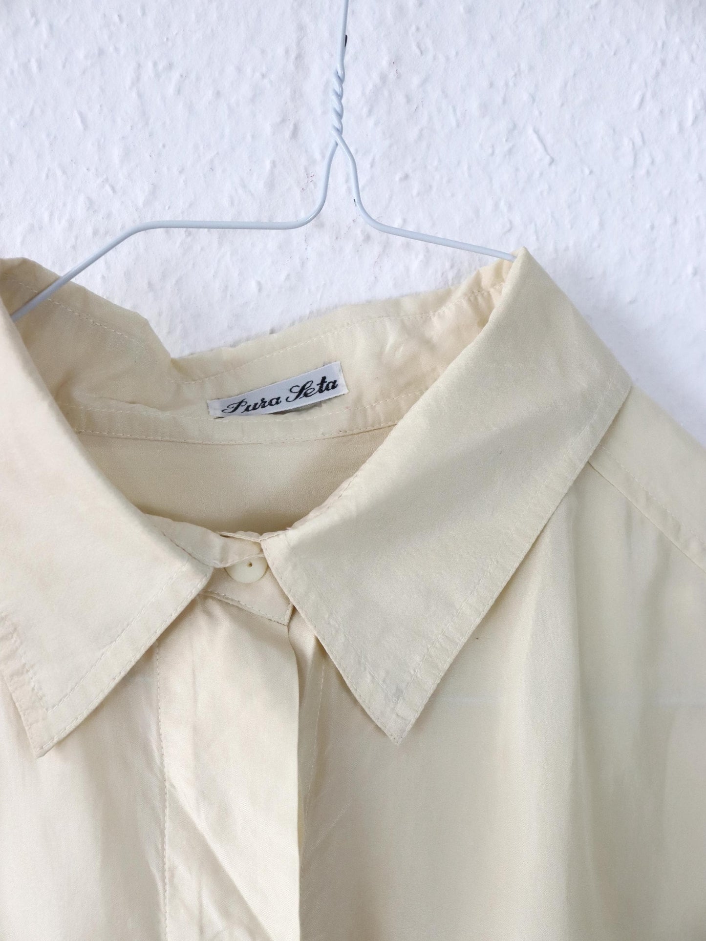 Vintage 80er 90er BRUGI Seidenhemd Hemd langarm gelb L