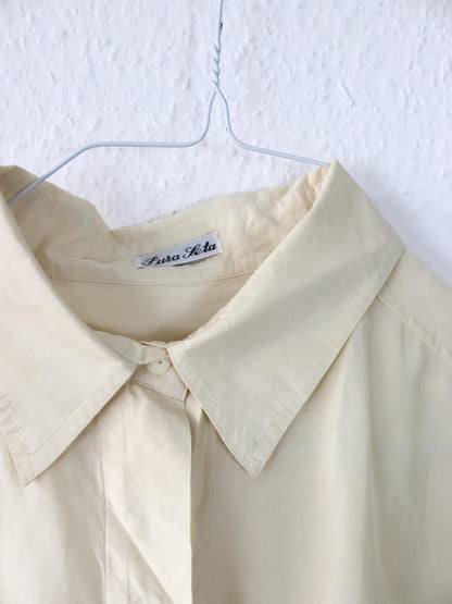Vintage 80er 90er BRUGI Seidenhemd Hemd langarm gelb L