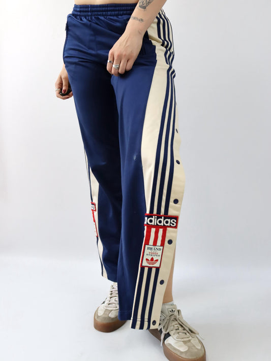 Vintage 90er 00er Y2k ADIDAS Adibreak Jogginghose Trainingshose Knopfleiste dunkelblau 2000 176 S