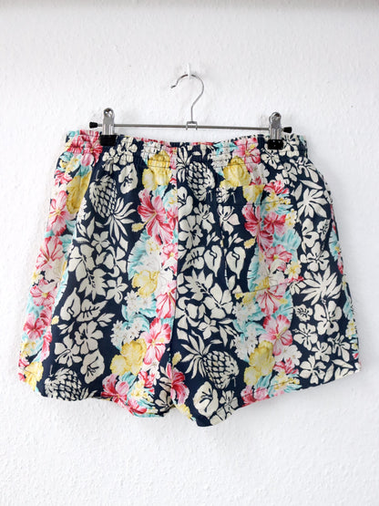 Vintage 80er 90er GP.ONE Badehose kurze Hose Shorts crazy pattern Hawaii bunt M