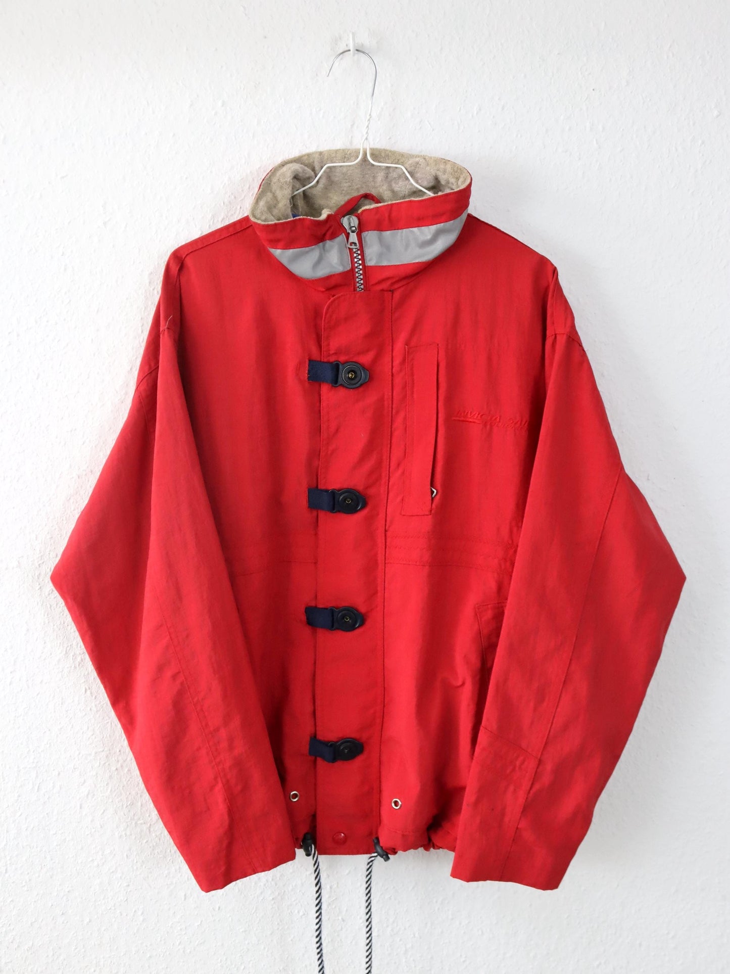 Vintage 90er 00er INVICTA Regenjacke Windbreaker Segeljacke rot Stehkragen M