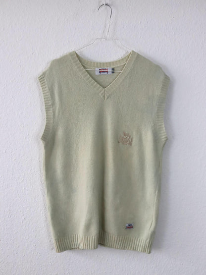 Vintage 90er 00er LONSDALE Pullunder Wolle beige V-Ausschnitt XL