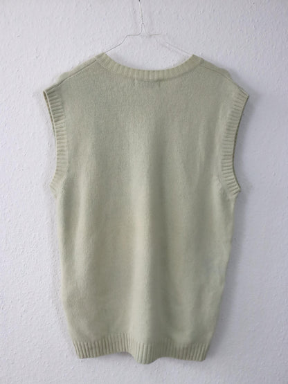 Vintage 90er 00er LONSDALE Pullunder Wolle beige V-Ausschnitt XL