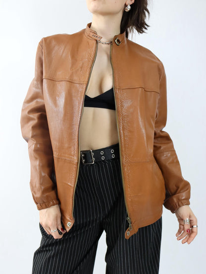 Vintage 80er 90er Lederjacke Blouson Jacke braun M