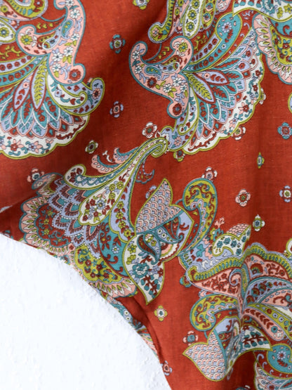 Vintage 80er 90er Bluse kurzarm crazy pattern Paisley Leinen Viskose M