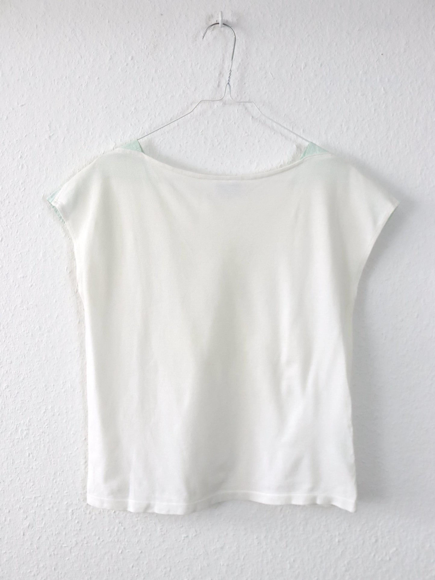 Vintage 70er 80er ADIDAS Tennisshirt Oberteil weiß türkis Top Made in France 36