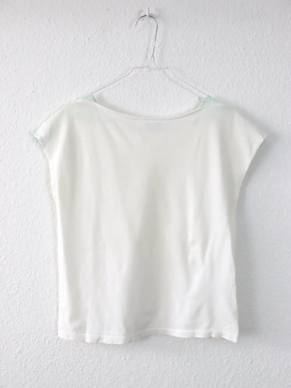 Vintage 70er 80er ADIDAS Tennisshirt Oberteil weiß türkis Top Made in France 36