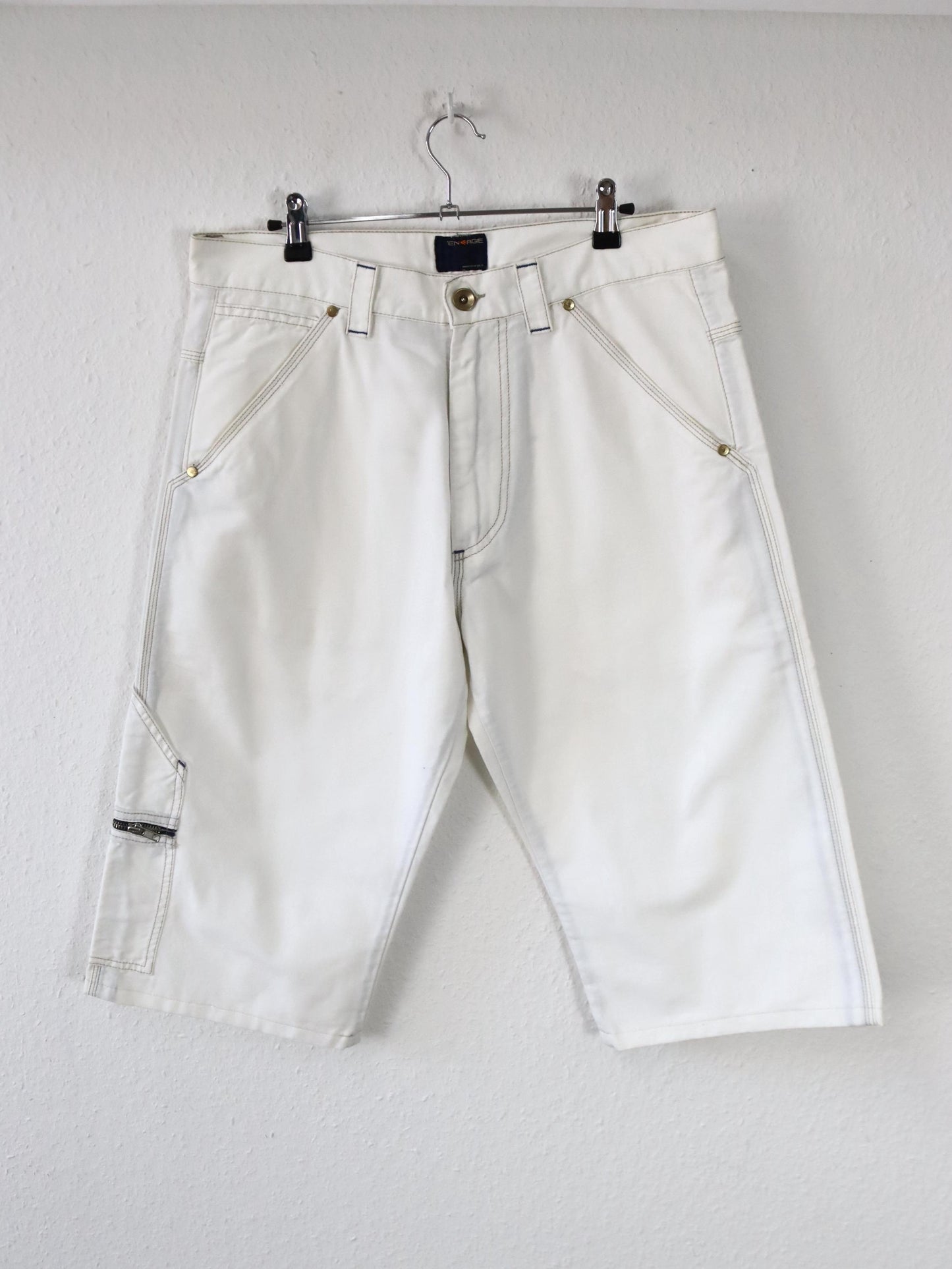 Vintage 90er 00er Y2k ENERGIE Shorts Jorts kurze Hose Baggy Pants weiß Deadstock W33