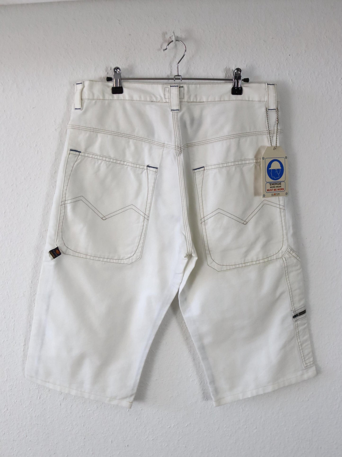 Vintage 90er 00er Y2k ENERGIE Shorts Jorts kurze Hose Baggy Pants weiß Deadstock W33