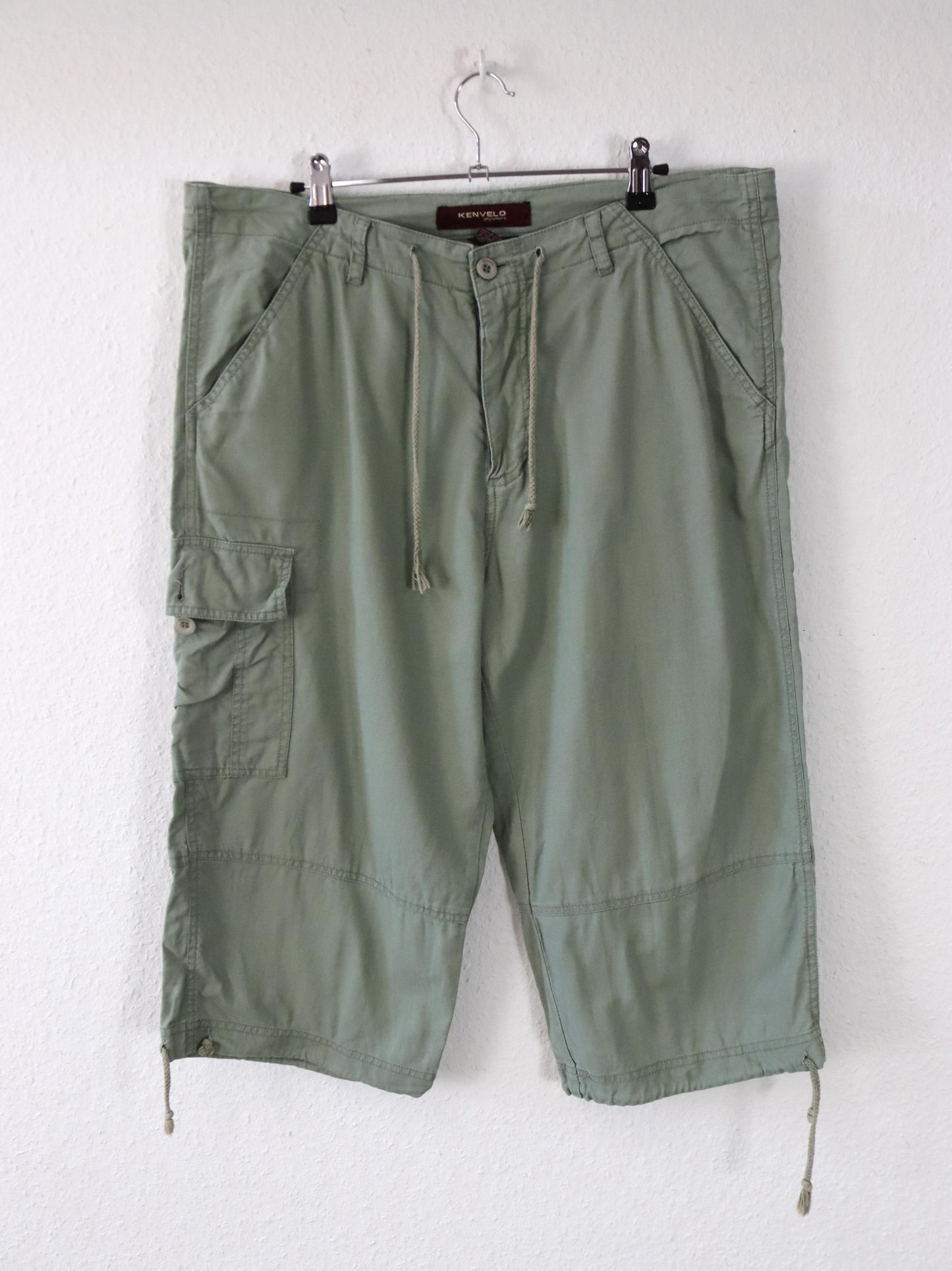 Vintage 90er 00er Y2k KENVELO Shorts Jorts Cargo Dreiviertel Hose Baggy Pants khaki Leinen XL