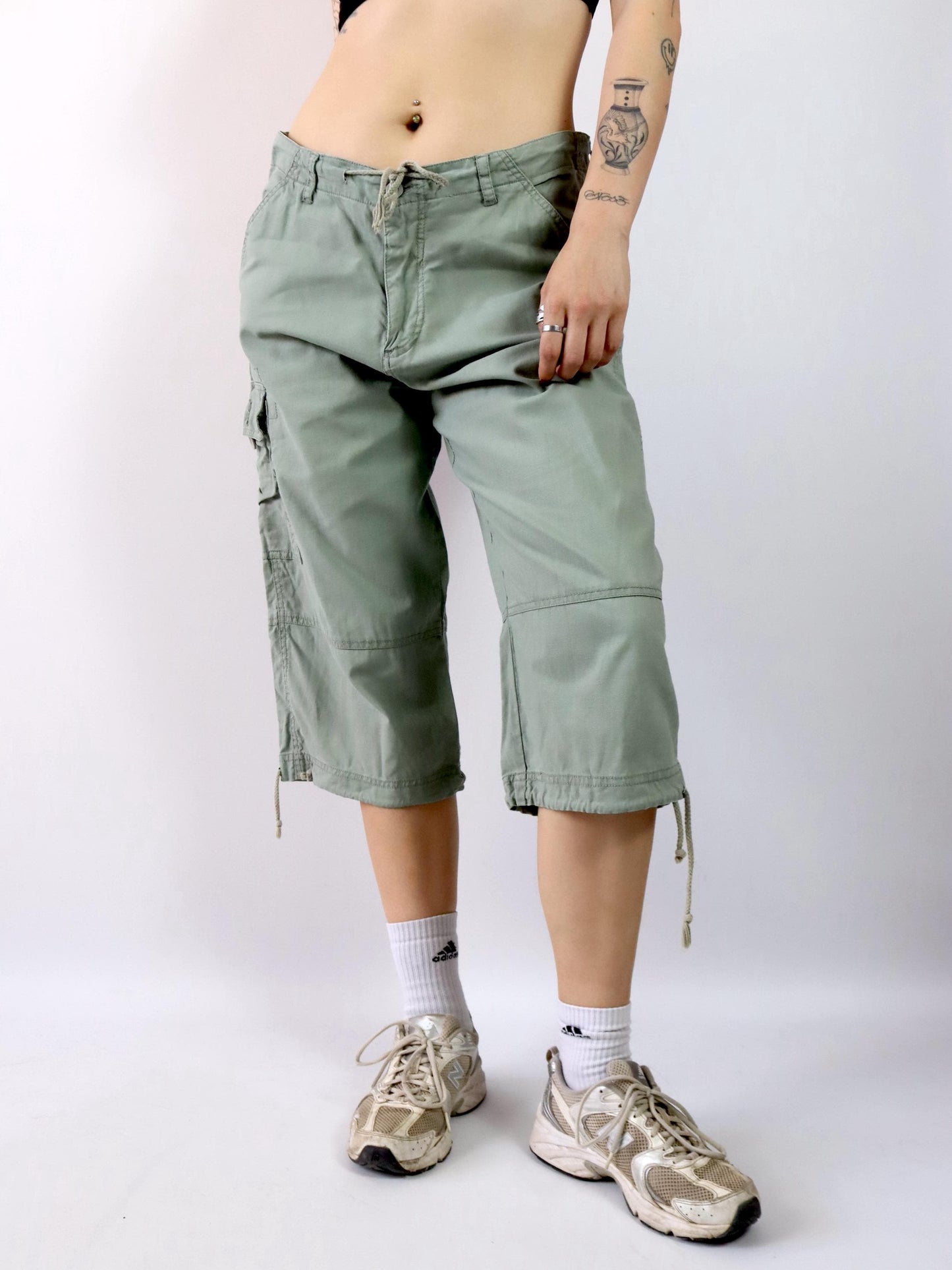 Vintage 90er 00er Y2k KENVELO Shorts Jorts Cargo Dreiviertel Hose Baggy Pants khaki Leinen XL