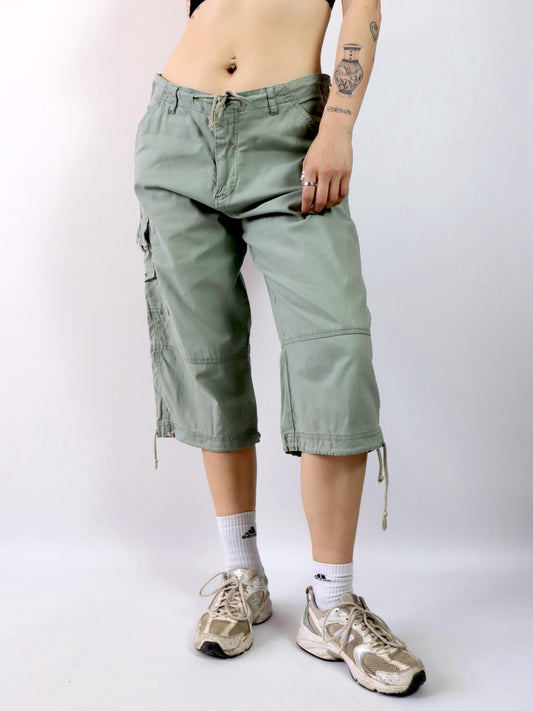 Vintage 90er 00er Y2k KENVELO Shorts Jorts Cargo Dreiviertel Hose Baggy Pants khaki Leinen XL