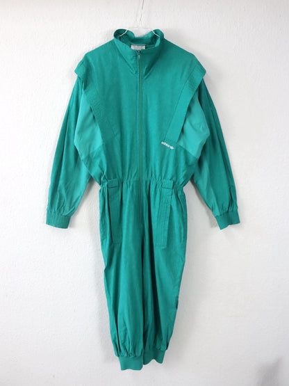 Vintage 80er 90er ADIDAS Overall Einteiler türkis Stehkragen 40