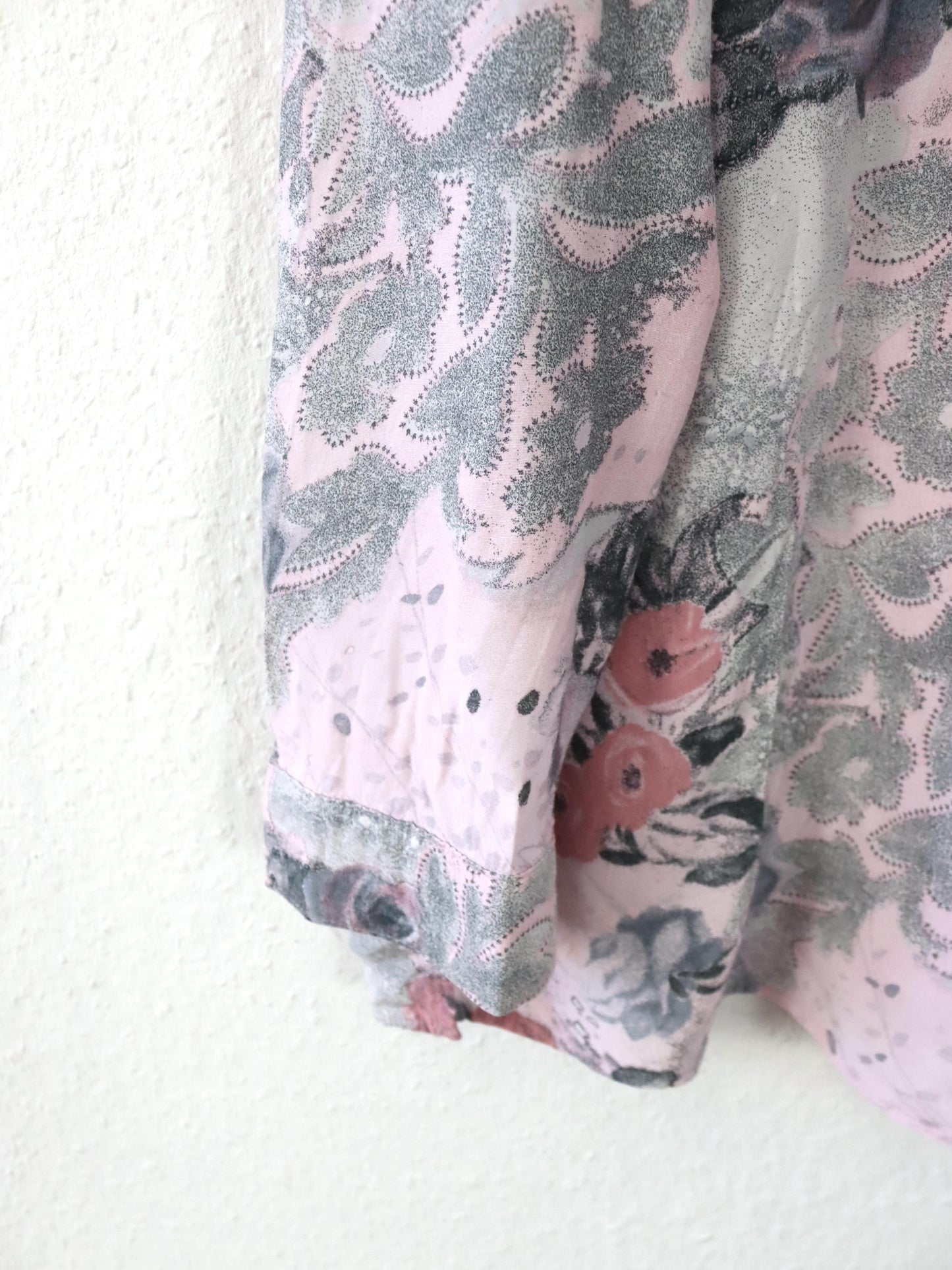 Vintage 80er 90er Bluse Hemd langarm crazy pattern rosa M
