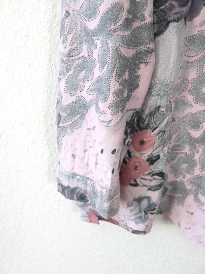 Vintage 80er 90er Bluse Hemd langarm crazy pattern rosa M