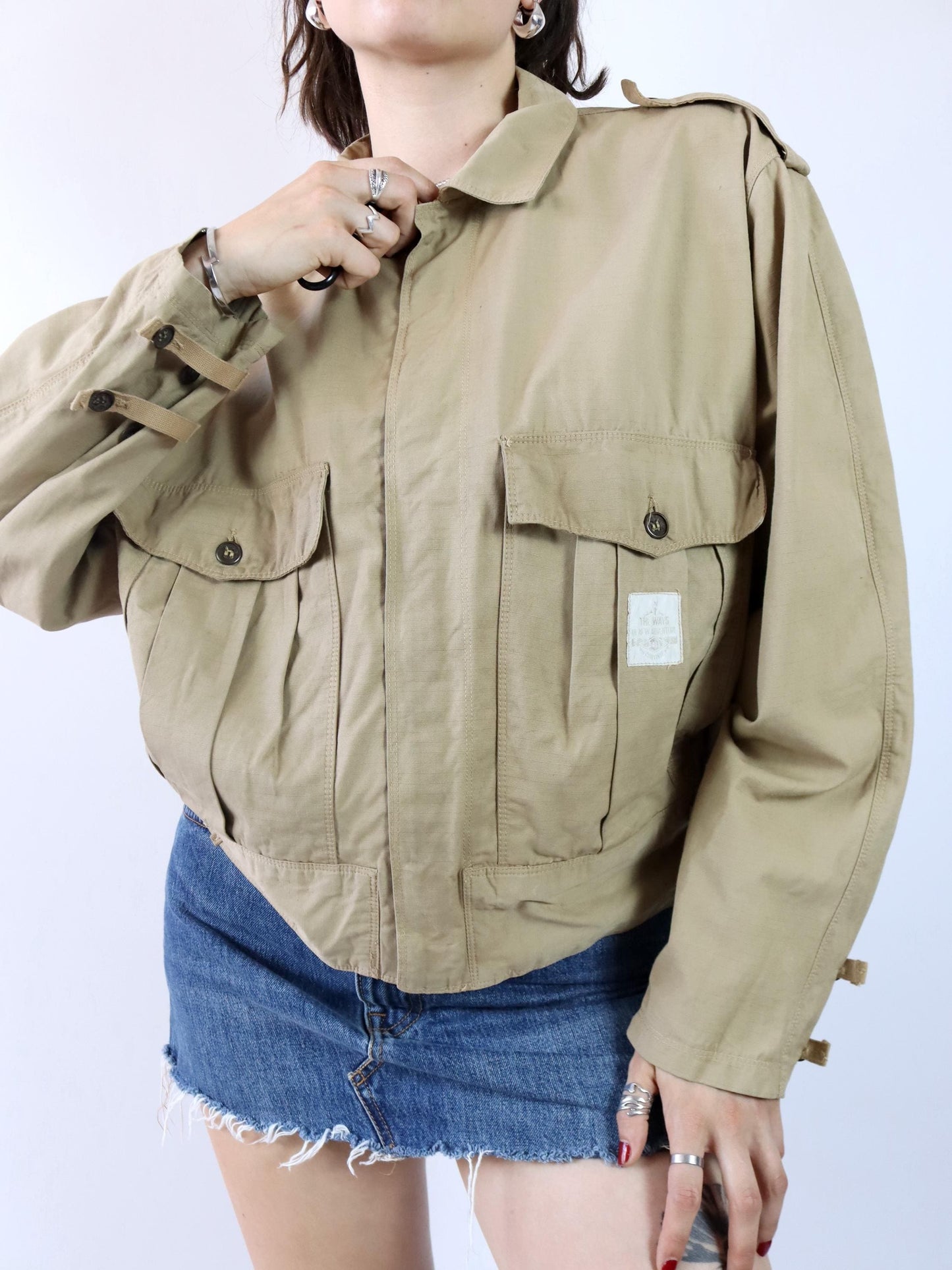 Vintage 80er 90er BALL leichte Jacke Blouson Utility beige 50 L
