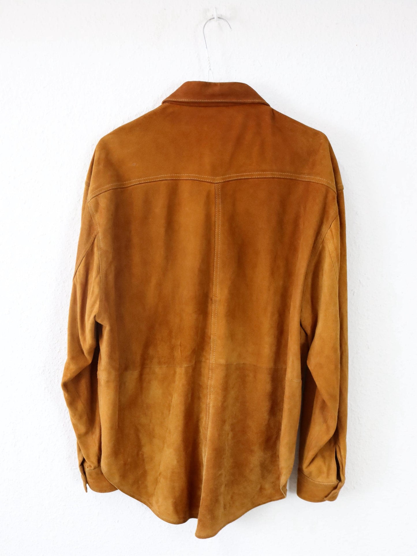 Vintage 80er 90er Wildlederhemd Hemd langarm Wildleder braun 46 S/M