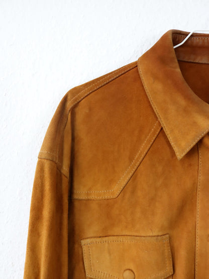 Vintage 80er 90er Wildlederhemd Hemd langarm Wildleder braun 46 S/M