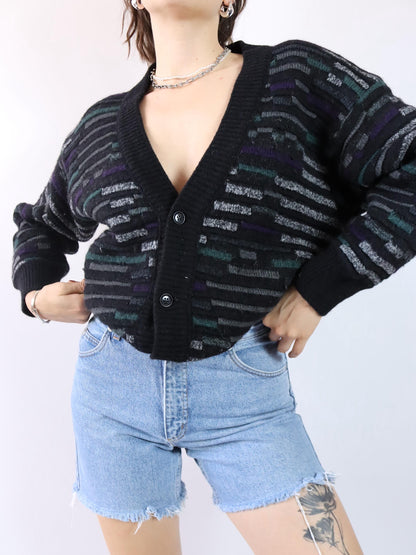 Vintage 80er 90er MARCO BANDINI Cardigan Strickjacke Wolle Alpaka Struktur M