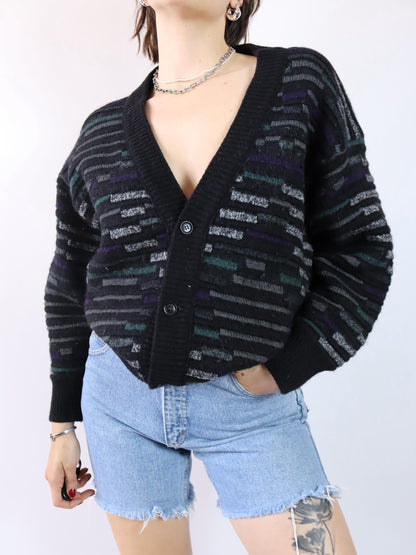 Vintage 80er 90er MARCO BANDINI Cardigan Strickjacke Wolle Alpaka Struktur M