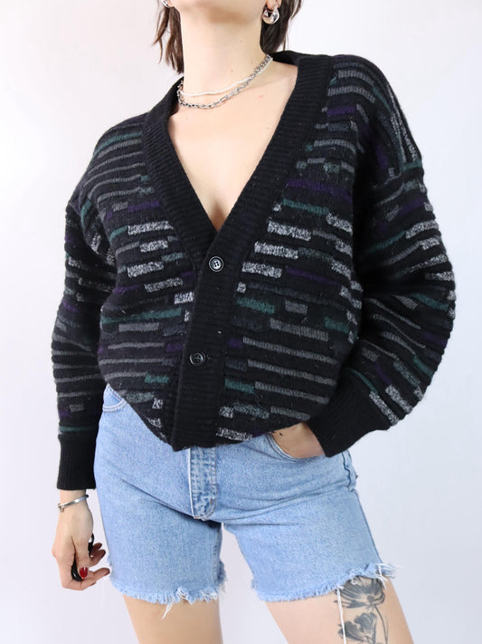 Vintage 80er 90er MARCO BANDINI Cardigan Strickjacke Wolle Alpaka Struktur M