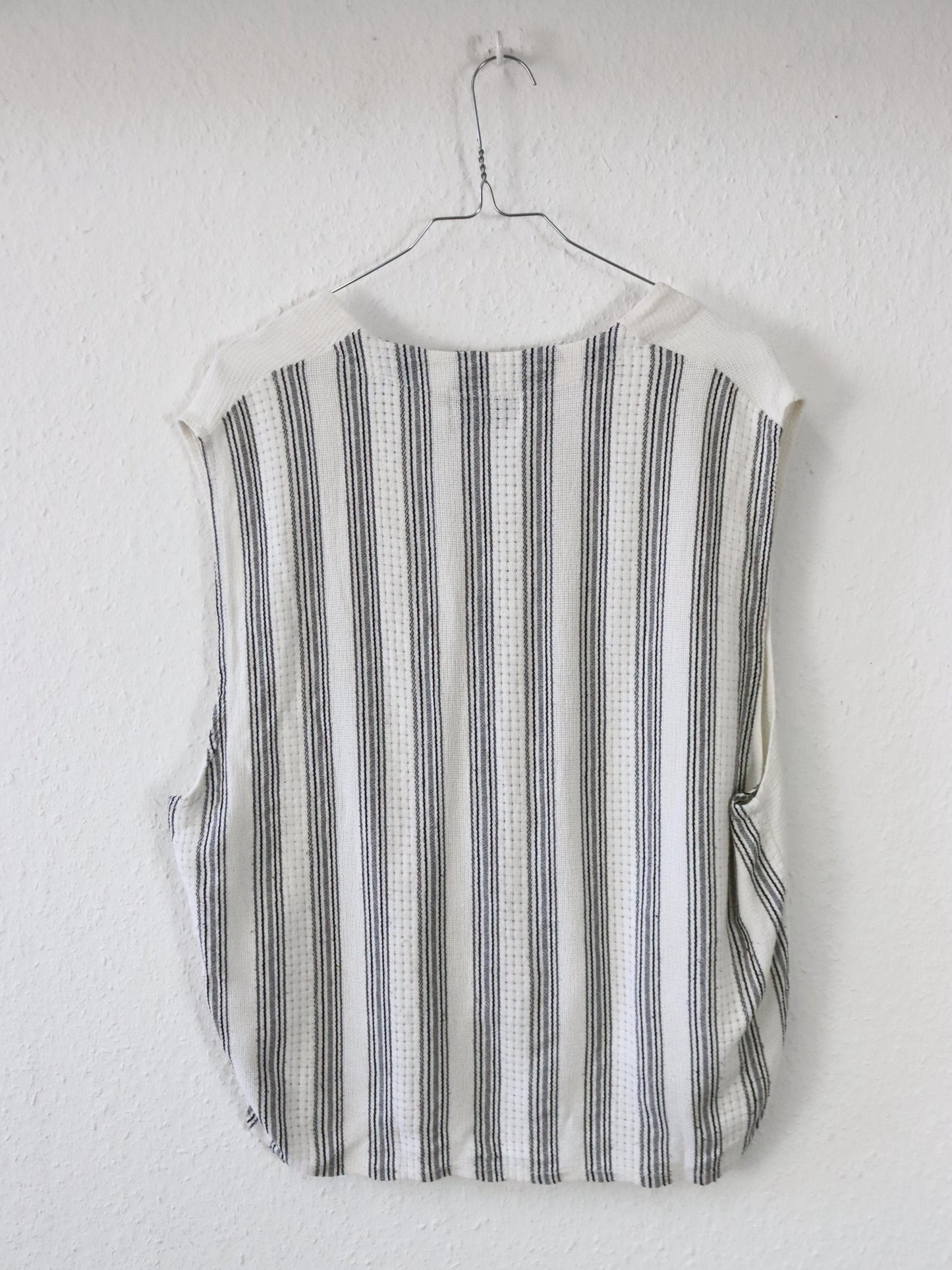 Vintage 80er 90er THE BLUEGREEN leichte Weste Reißverschluss weiß schwarz gestreift XXL