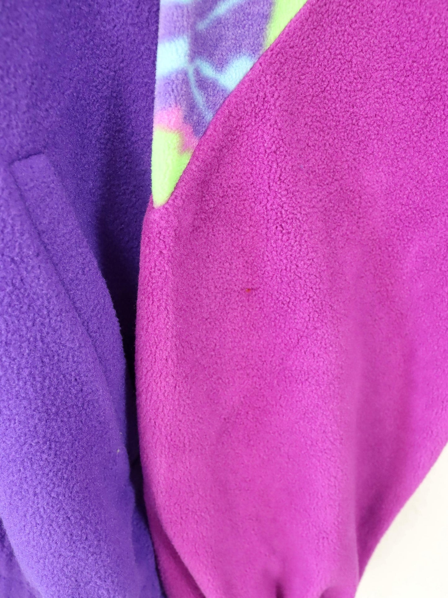 Vintage 80er 90er FILA Fleecejacke Jacke Stehkragen Reißverschluss Fleece pink lila crazy pattern 42