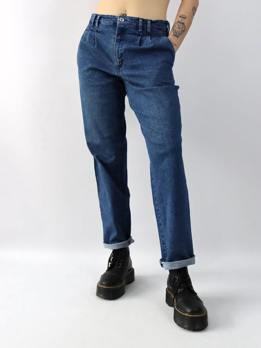 Vintage 80er 90er ASKARI Jeans Hose Bundfaltenhose blau W36 L32