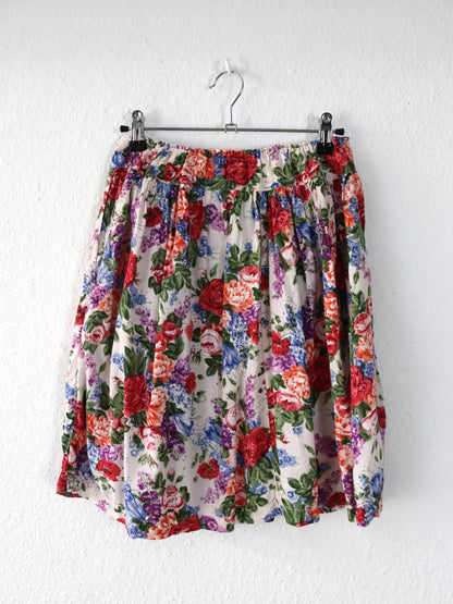 Vintage 80er 90er Rock highwaist Blumenmuster Viskose M