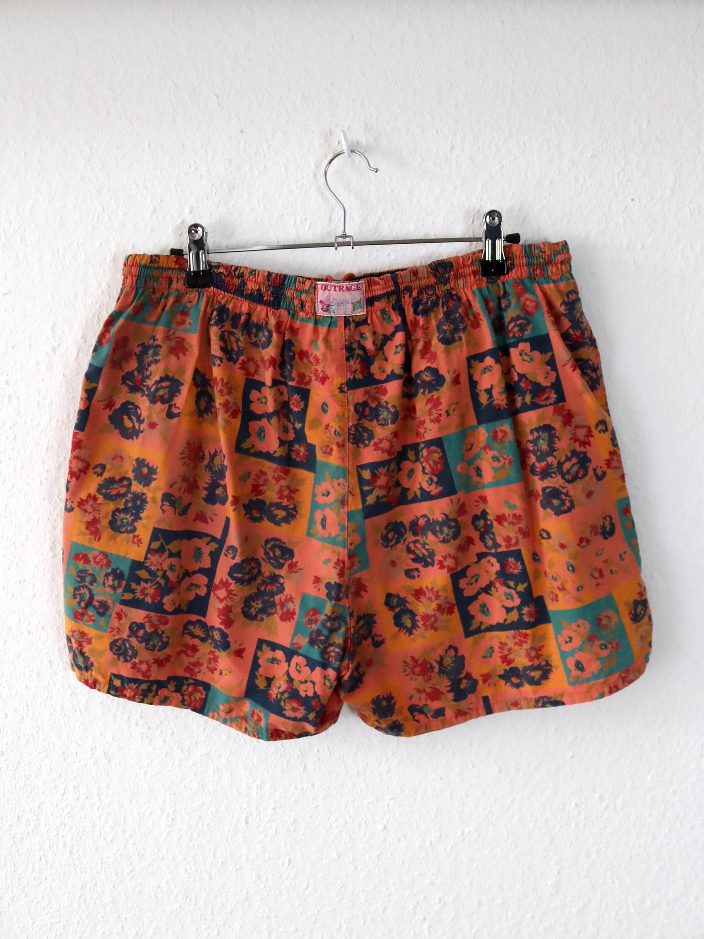 Vintage 80er 90er OUTRAGE Short kurze Hose crazy pattern orange XL