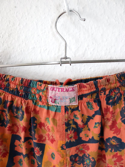 Vintage 80er 90er OUTRAGE Short kurze Hose crazy pattern orange XL