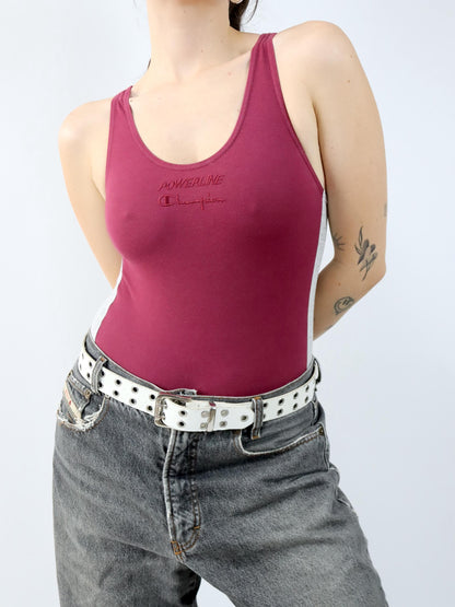 Vintage 80er 90er CHAMPION BODY Einteiler grau rot M