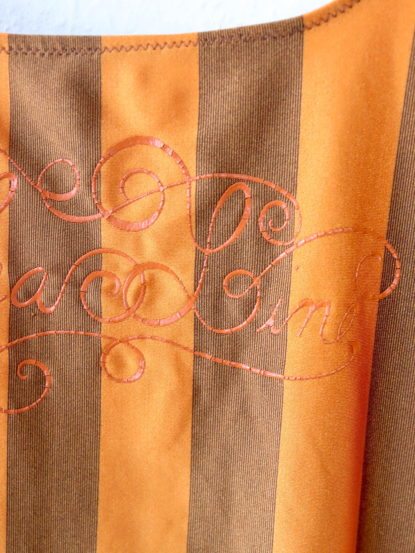 Vintage 80er 90er REFEC Body Einteiler glänzend gestreift orange Badeanzug M