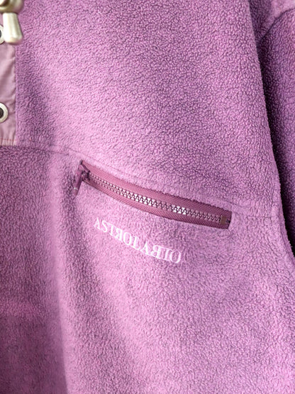 Vintage 80er 90er ASTROLABIO Fleecepullover Stehkragen lila Knopfleiste M