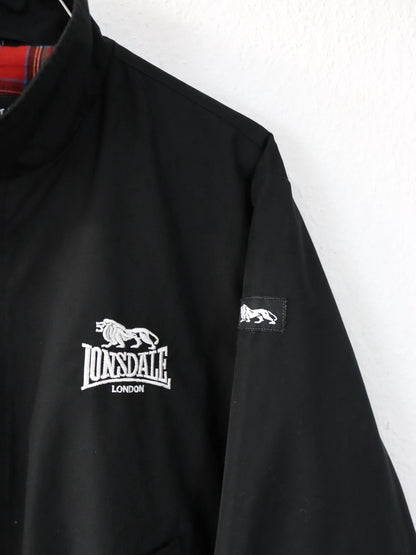 Vintage 80er 90er LONSDALE Bomberjacke Blouson Stehkragen schwarz Harrington Jacke S