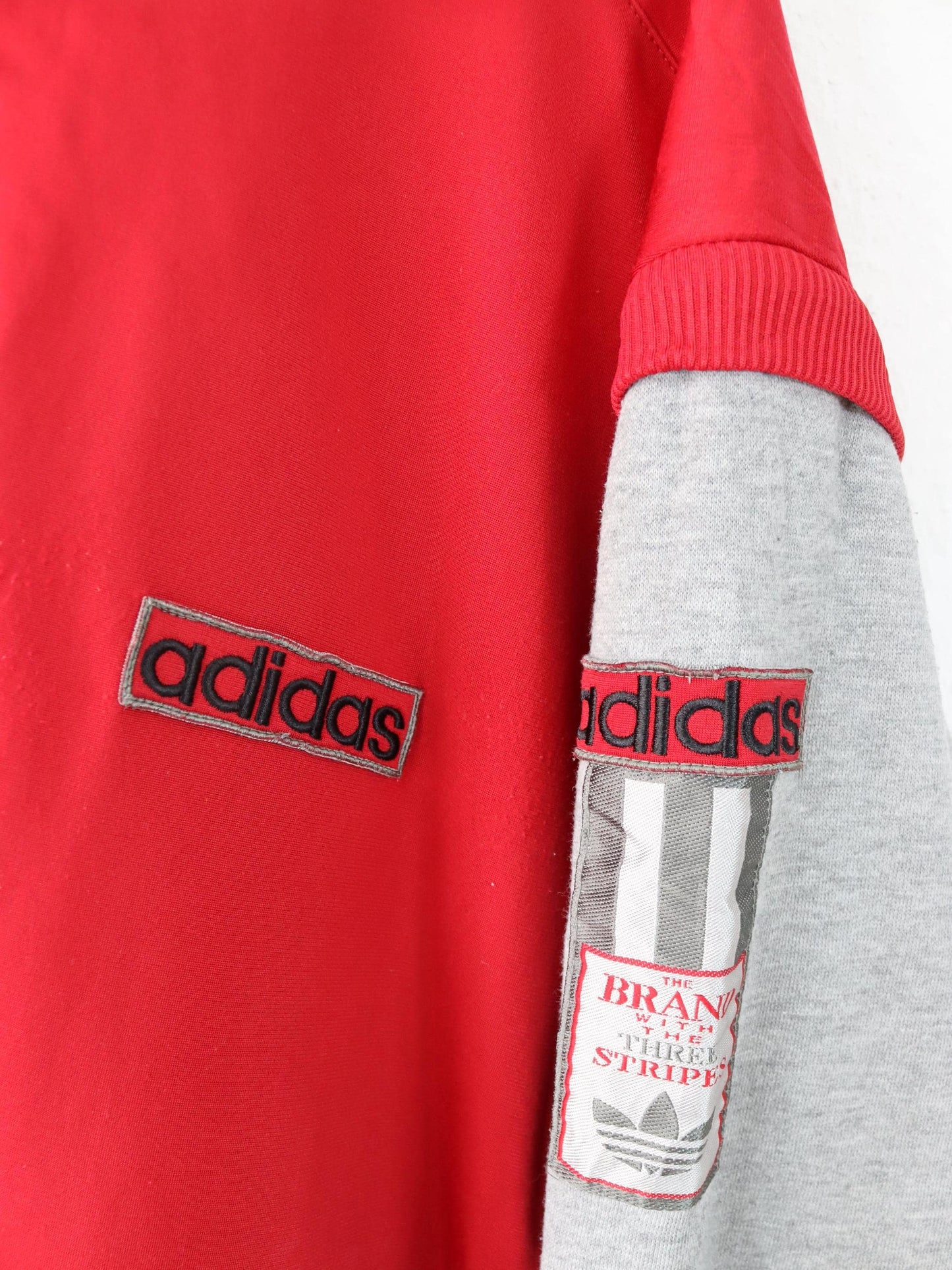 Vintage 80er 90er ADIDAS Trainingsjacke Weste Jacke Stehkragen Adibreak rot schwarz grau D8 L/XL