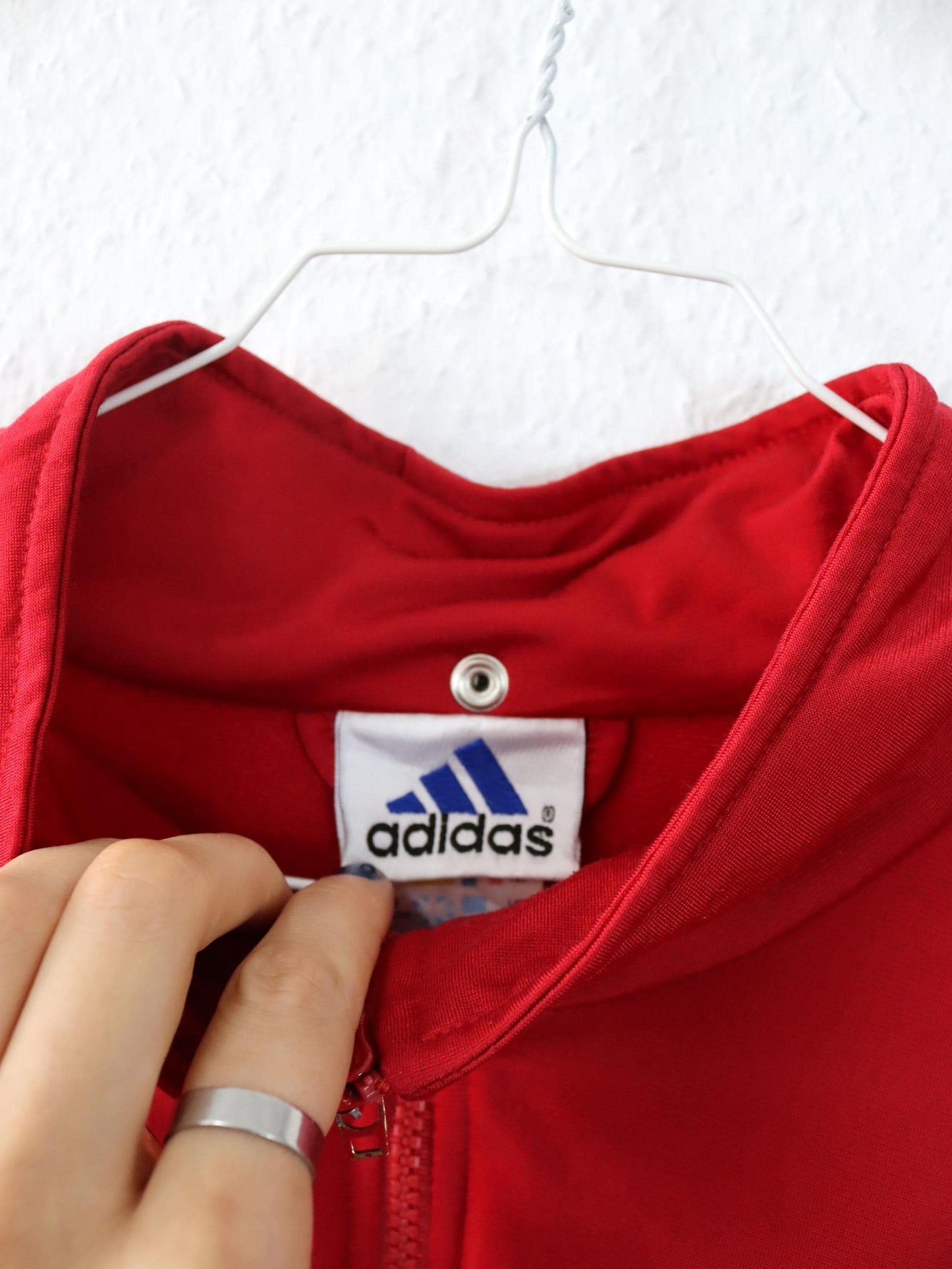 Vintage 80er 90er ADIDAS Trainingsjacke Weste Jacke Stehkragen Adibreak rot schwarz grau D8 L/XL