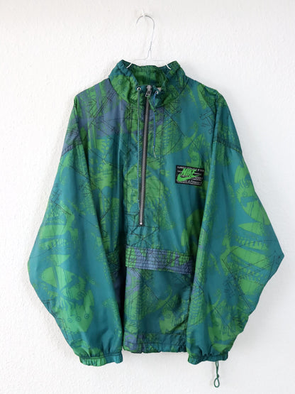 Vintage 80er 90er NIKE Windbreaker Jacke Überziehjacke crazy pattern grün L
