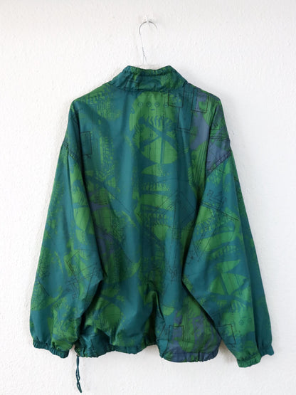 Vintage 80er 90er NIKE Windbreaker Jacke Überziehjacke crazy pattern grün L