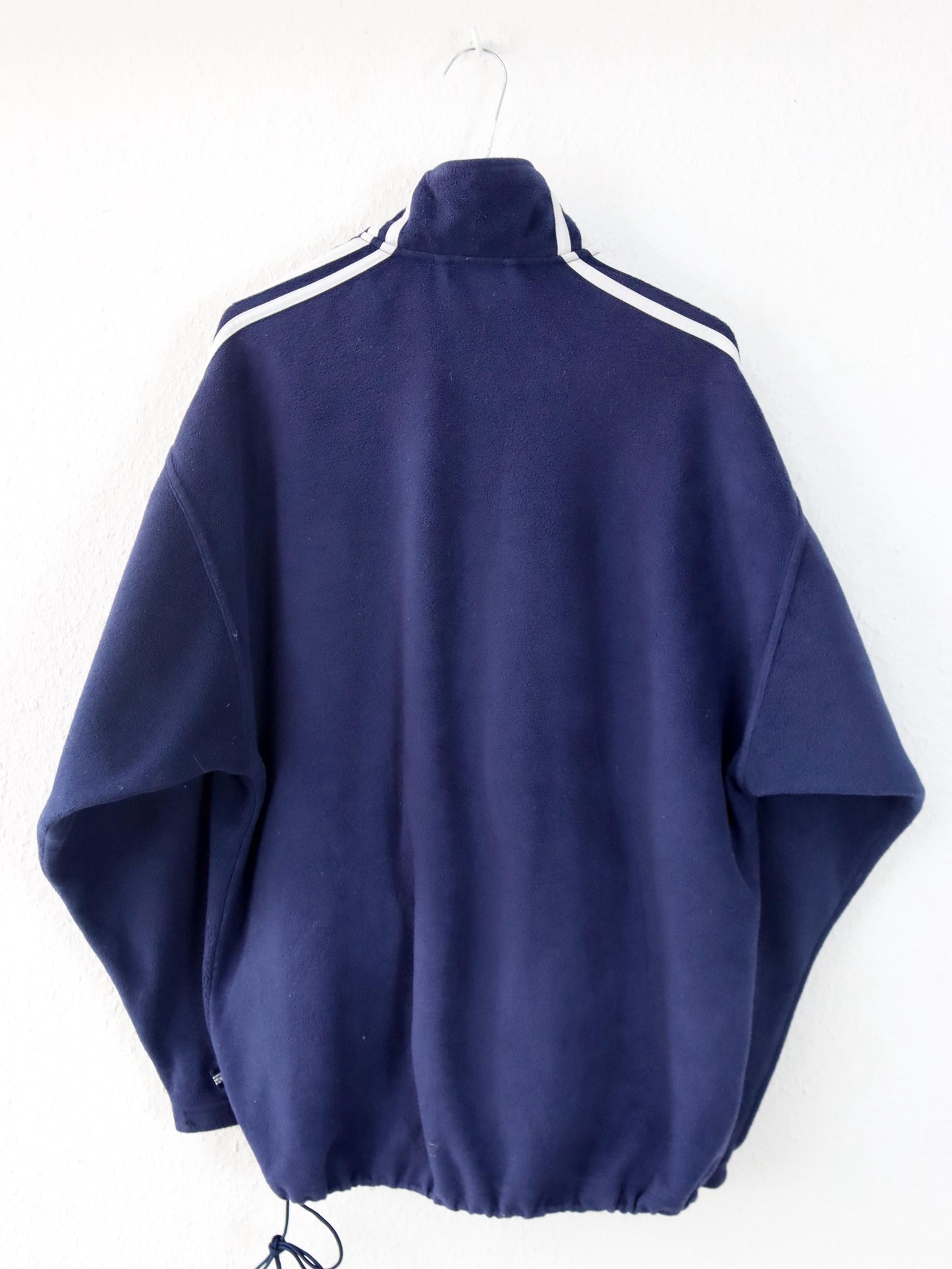 Vintage 80er 90er ADIDAS Fleecejacke Jacke Fleece dunkelblau Stehkragen D4 S