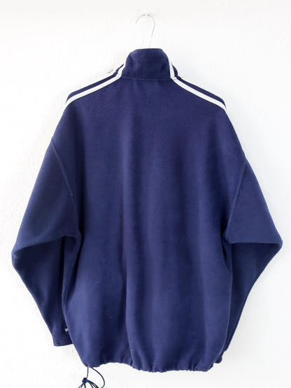 Vintage 80er 90er ADIDAS Fleecejacke Jacke Fleece dunkelblau Stehkragen D4 S