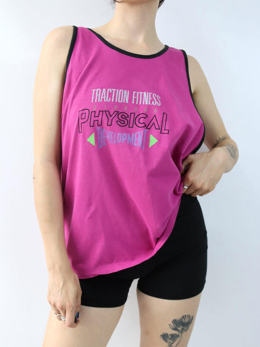 Vintage 80er 90er DIADORA Tanktop Achselshirt Print pink XL