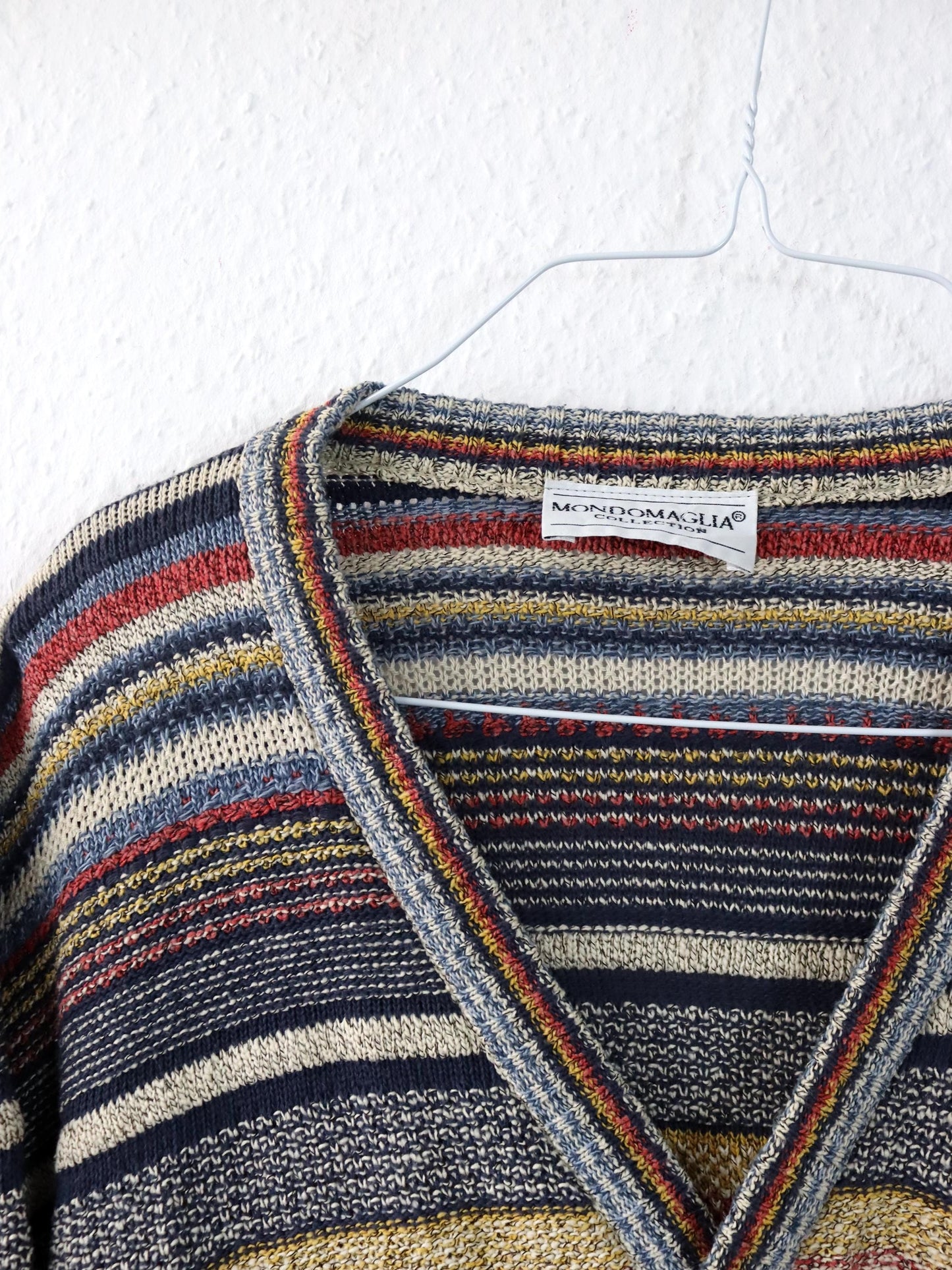 Vintage 80er 90er MONDOMAGLIO Cardigan Strickjacke gestreift M