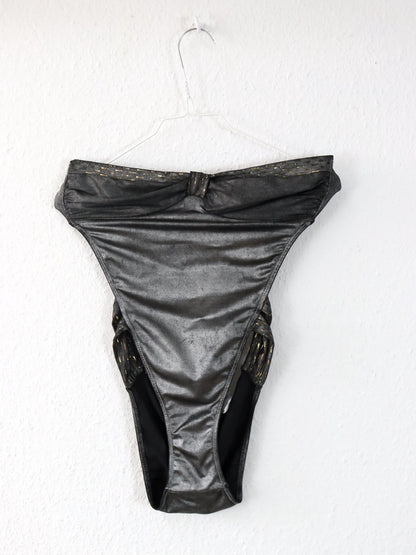 Vintage 80er 90er COST Badeanzug Body Bandeau silber gold 40