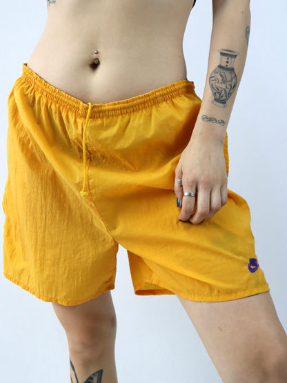 Vintage 80er 90er NIKE Shorts kurze Hose Badehose gelb XL