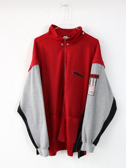 Vintage 80er 90er ADIDAS Trainingsjacke Weste Jacke Stehkragen Adibreak rot schwarz grau D8 L/XL